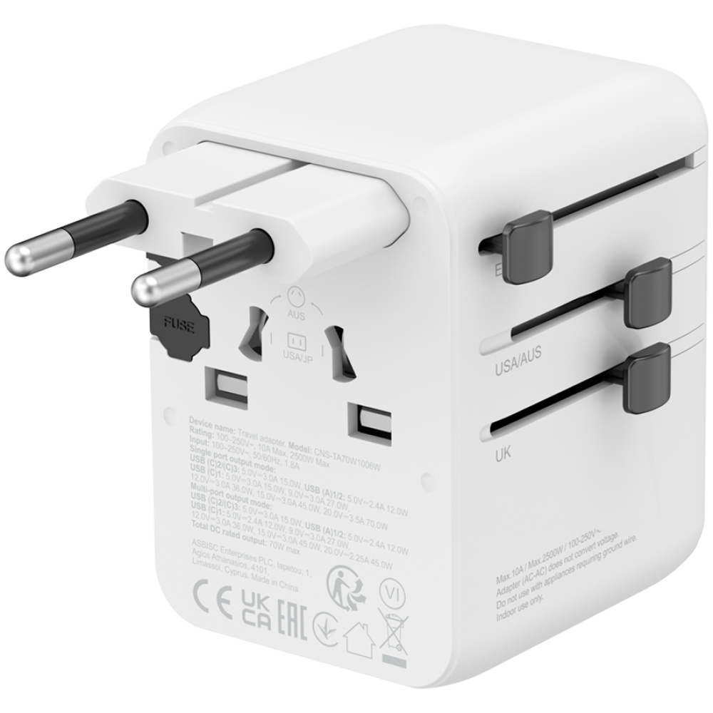 Canyon OnTour 70W EU/UK/US/AUS Travel Adapter White