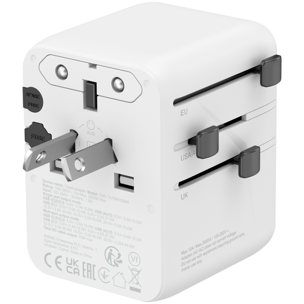 Canyon OnTour 70W EU/UK/US/AUS Travel Adapter White