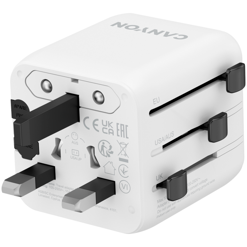 Canyon OnTour One EU/UK/US/AUS Travel Adapter, white
