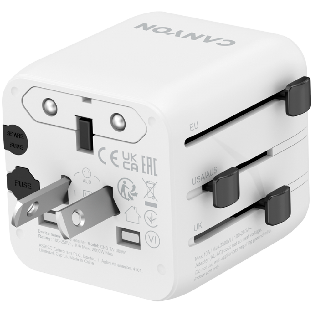 Canyon OnTour One EU/UK/US/AUS Travel Adapter, white