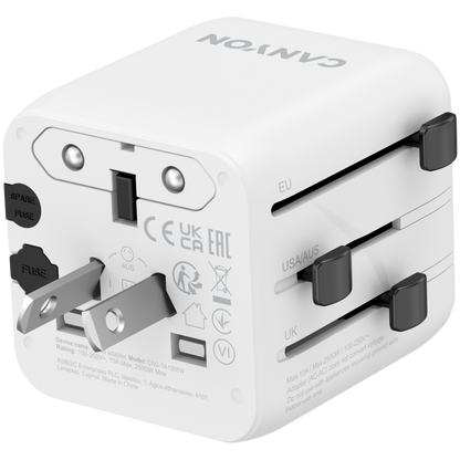 Canyon OnTour One EU/UK/US/AUS Travel Adapter, white