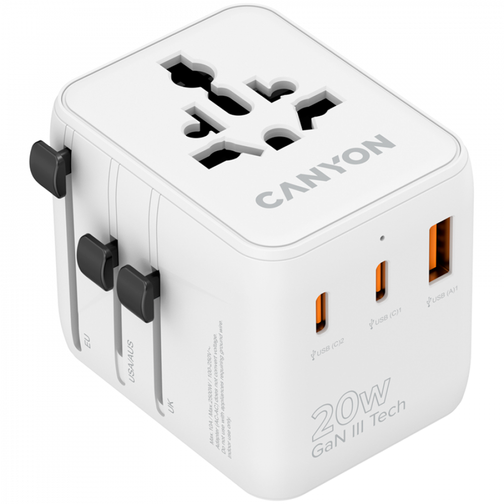 Canyon OnTour 20W EU/UK/US/AUS Travel Adapter white