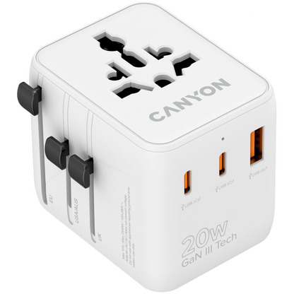 Canyon OnTour 20W EU/UK/US/AUS Travel Adapter white