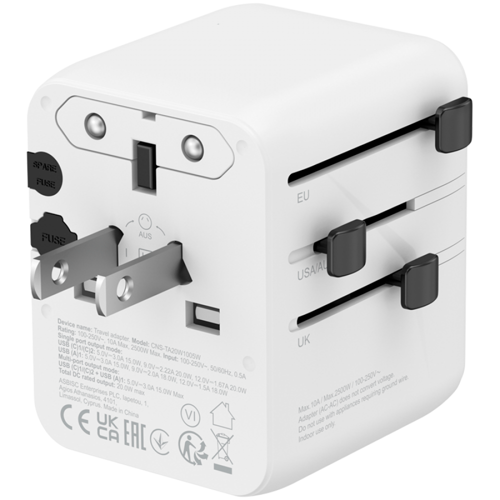 Canyon OnTour 20W EU/UK/US/AUS Travel Adapter white