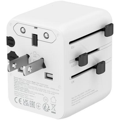 Canyon OnTour 20W EU/UK/US/AUS Travel Adapter white