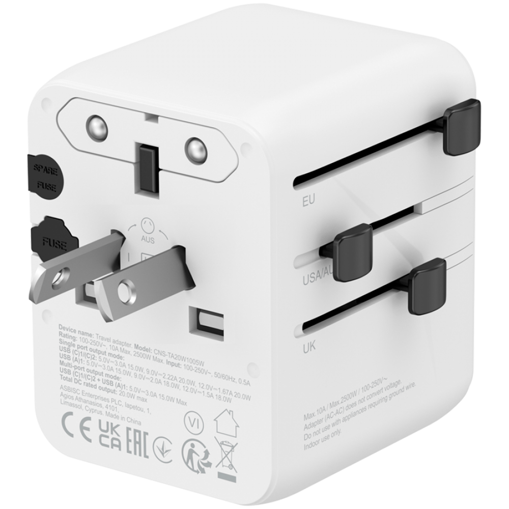 Canyon OnTour 20W EU/UK/US/AUS Travel Adapter white