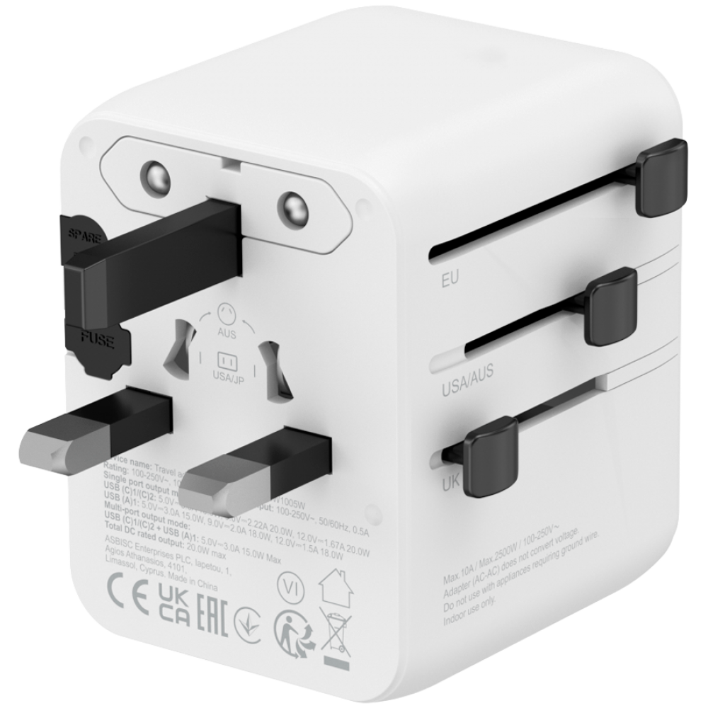 Canyon OnTour 20W EU/UK/US/AUS Travel Adapter white