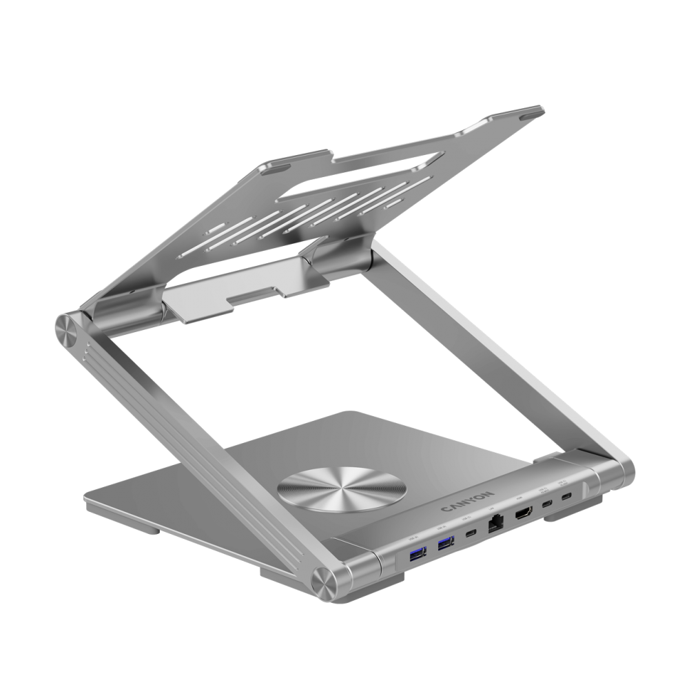 Laptopständer mit USB-C-Hub, HDMI, RJ45, PD Canyon OnStand 2 Grau