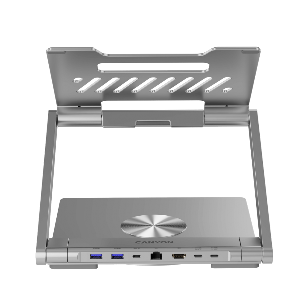 Laptopständer mit USB-C-Hub, HDMI, RJ45, PD Canyon OnStand 2 Grau