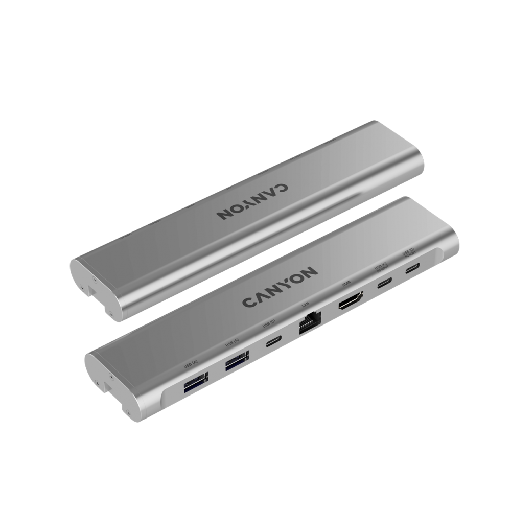 Laptopständer mit USB-C-Hub, HDMI, RJ45, PD Canyon OnStand 2 Grau