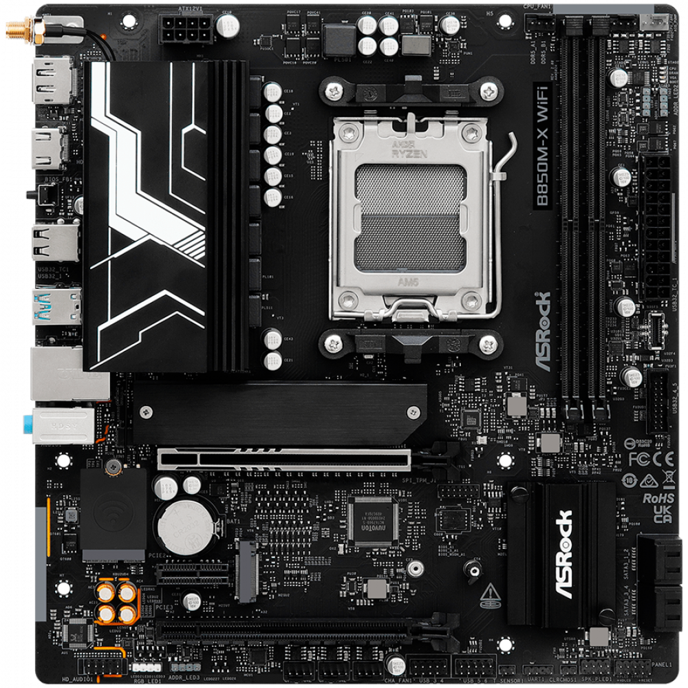 ASROCK B850M X WIFI R2.0 Micro ATX Motherboard with Wi-Fi 6E