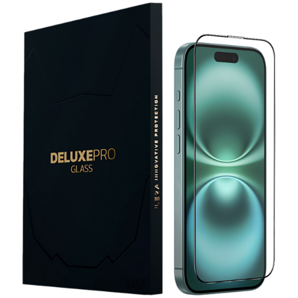 iLera DeLuxe protective glass for iPhone 16 with oleophobic coating