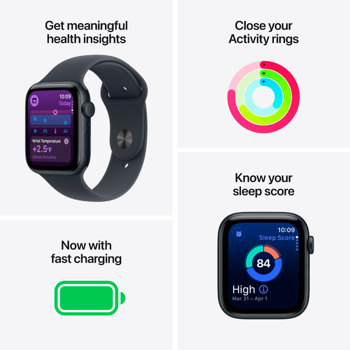 Apple Watch SE 3 GPS 44 mm Aluminium Midnight mit Sportarmband M/L