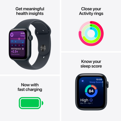 Apple Watch SE 3 GPS 44 mm Aluminium Midnight mit Sportarmband M/L