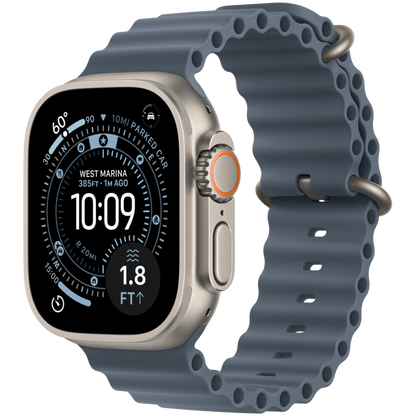 Apple Watch Ultra 3 Titan mit blauem Armband