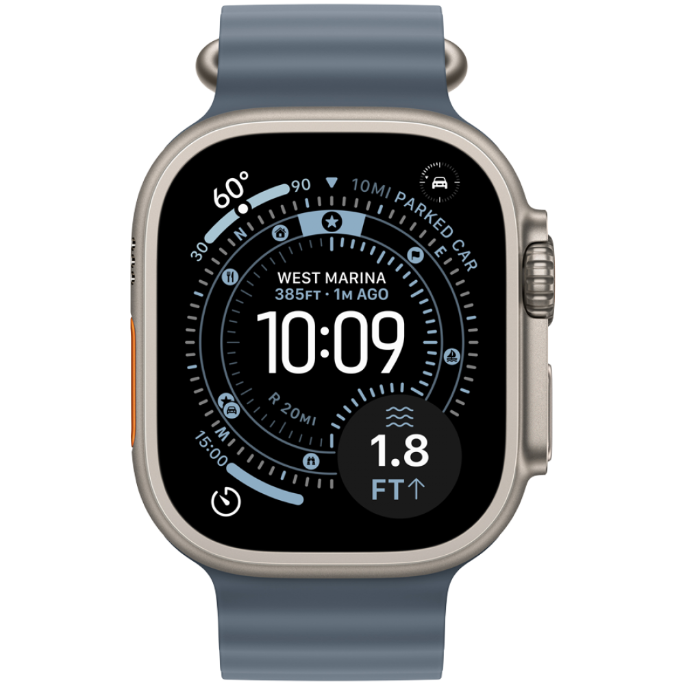 Apple Watch Ultra 3 Titan mit blauem Armband