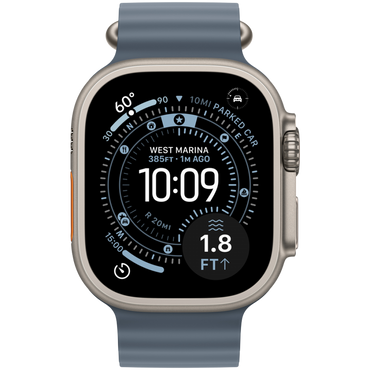Apple Watch Ultra 3 Titan mit blauem Armband