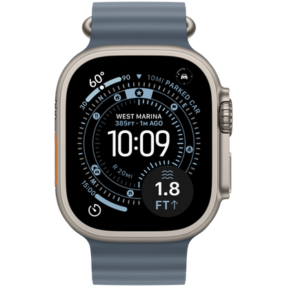 Apple Watch Ultra 3 Titan mit blauem Armband