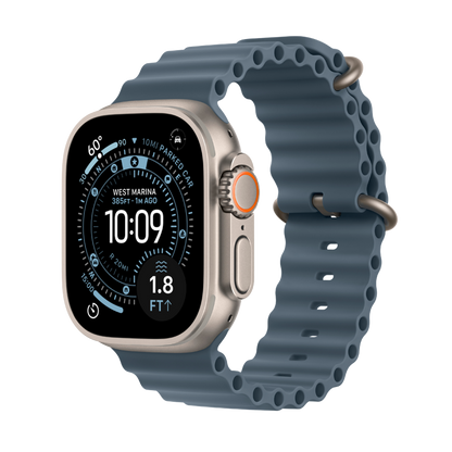 Apple Watch Ultra 3 Titan mit blauem Armband