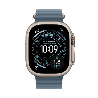 Apple Watch Ultra 3 Titan mit blauem Armband