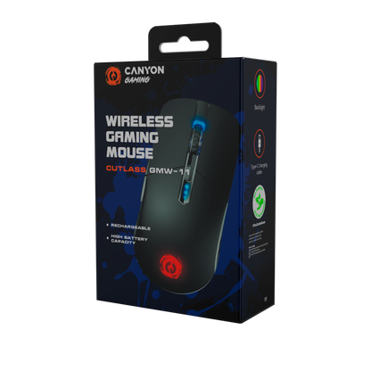 Kabellose Gaming-Maus RGB 2400 DPI Canyon Cutlass schwarz