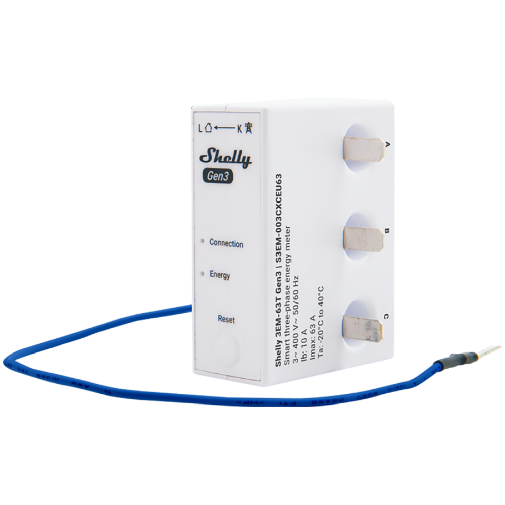 Intelligenter 3-Phasen-Energiezähler Shelly 3EM 63T Gen3