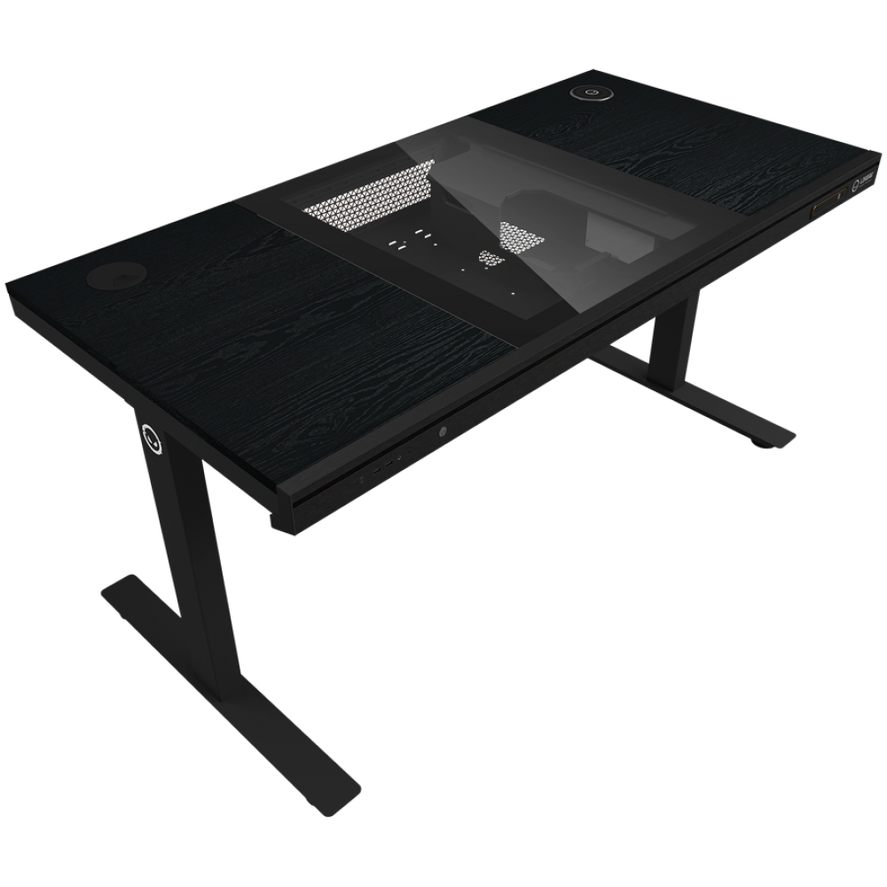 Verstellbarer Gaming-Schreibtisch mit PC, kabellosem Ladegerät, RGB, USB