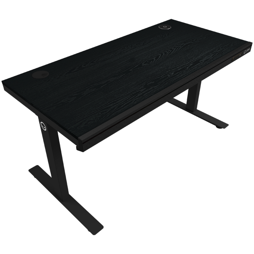 Regulowany biurko gamingowe z podwójnym silnikiem, RGB, USB, czarne