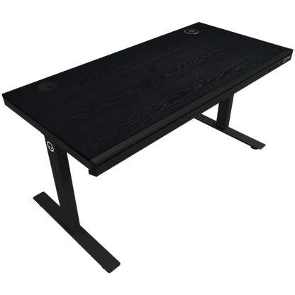 Regulowany biurko gamingowe z podwójnym silnikiem, RGB, USB, czarne
