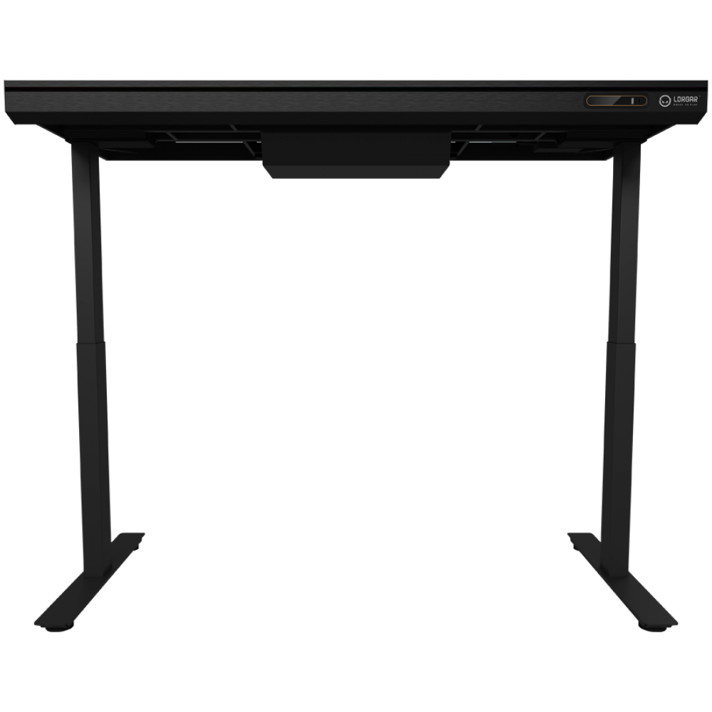 Electrically adjustable gaming desk with RGB, tempered glass, black