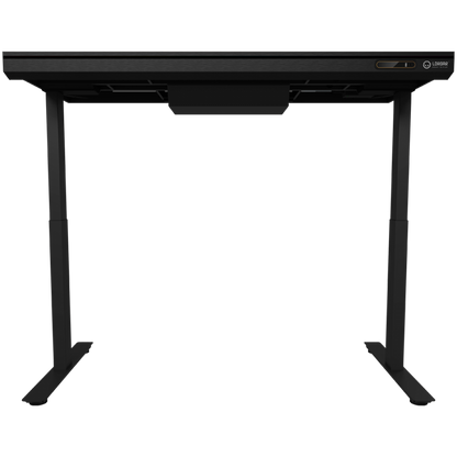 Electrically adjustable gaming desk with RGB, tempered glass, black