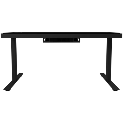 Electrically adjustable gaming desk with RGB, tempered glass, black