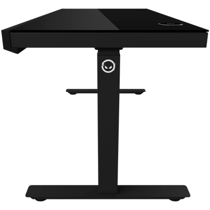 Electrically adjustable gaming desk with RGB, tempered glass, black