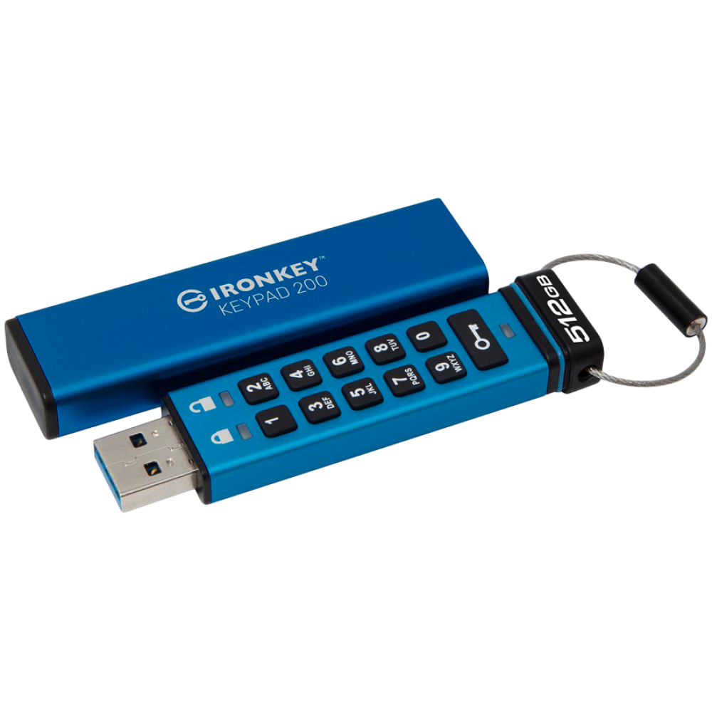 KINGSTON IronKey Keypad 200 256GB USB Flash Drive with PIN Access blue