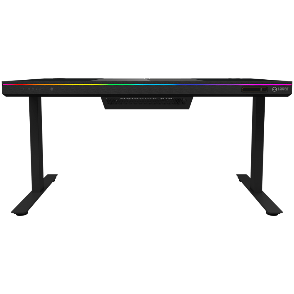 Höhenverstellbarer Gaming-Schreibtisch, mit PC, kabellosem Ladegerät, RGB, schwarz