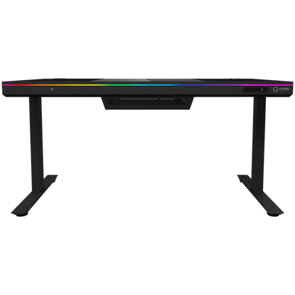 Höhenverstellbarer Gaming-Schreibtisch, mit PC, kabellosem Ladegerät, RGB, schwarz