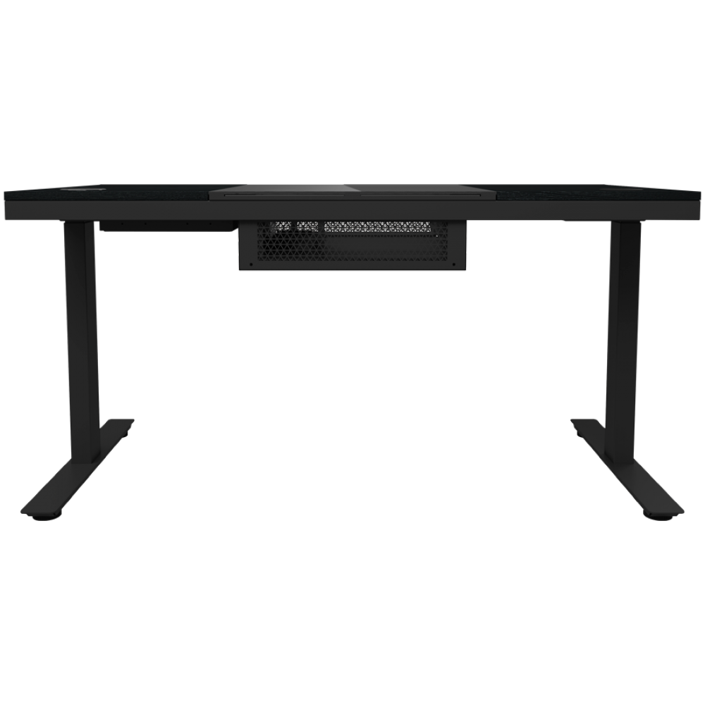Höhenverstellbarer Gaming-Schreibtisch, mit PC, kabellosem Ladegerät, RGB, schwarz