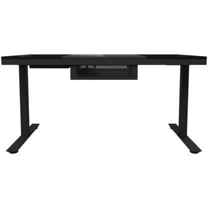 Höhenverstellbarer Gaming-Schreibtisch, mit PC, kabellosem Ladegerät, RGB, schwarz