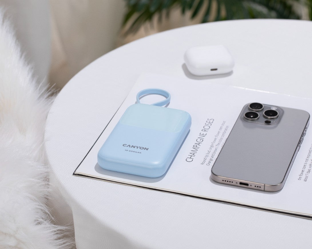 Powerbank 10000 mAh PD 22.5W with cable Canyon OnPower 101 blue