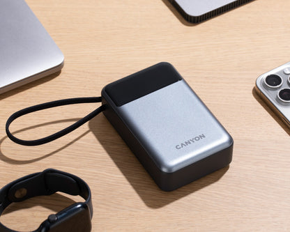 Powerbank 20000 mAh PD 65W z kablem Canyon OnPower 600 grafitowy