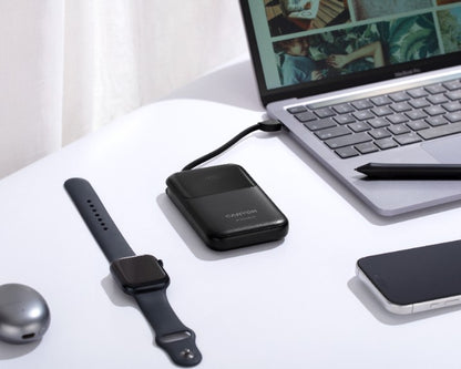 Canyon OnPower 101 10000 mAh 22.5W PD Power Bank with Cable, Black