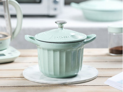 Buydeem CP541 Enamelled Cast Iron Pot 1.8L Kitchen Pastel Green