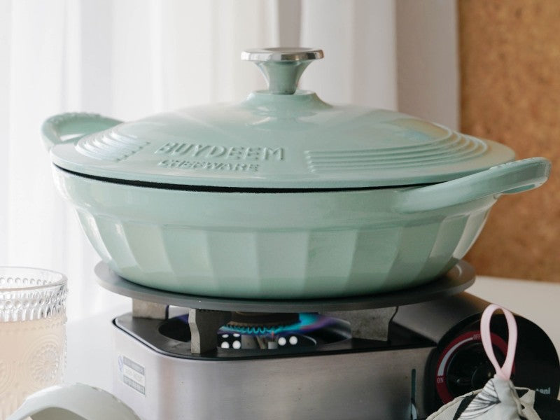 Buydeem CP581 Enameled Cast Iron Pot 3.3L Pastel Green
