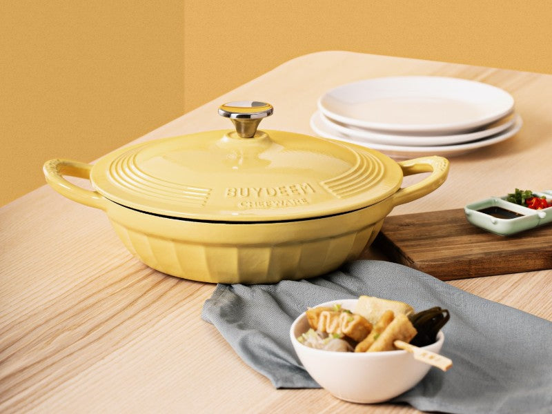 Buydeem CP581 Enameled Cast Iron Pot 3.3L Pastel Yellow