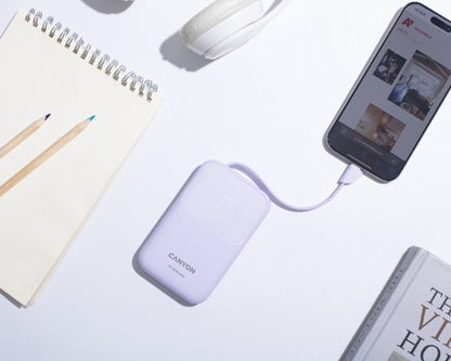 Powerbank 10000 mAh PD 22.5W mit Kabel Canyon OnPower 101 lila