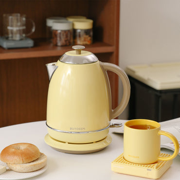 Buydeem K640 1.7L 2400W Retro Pastel Yellow Electric Kettle