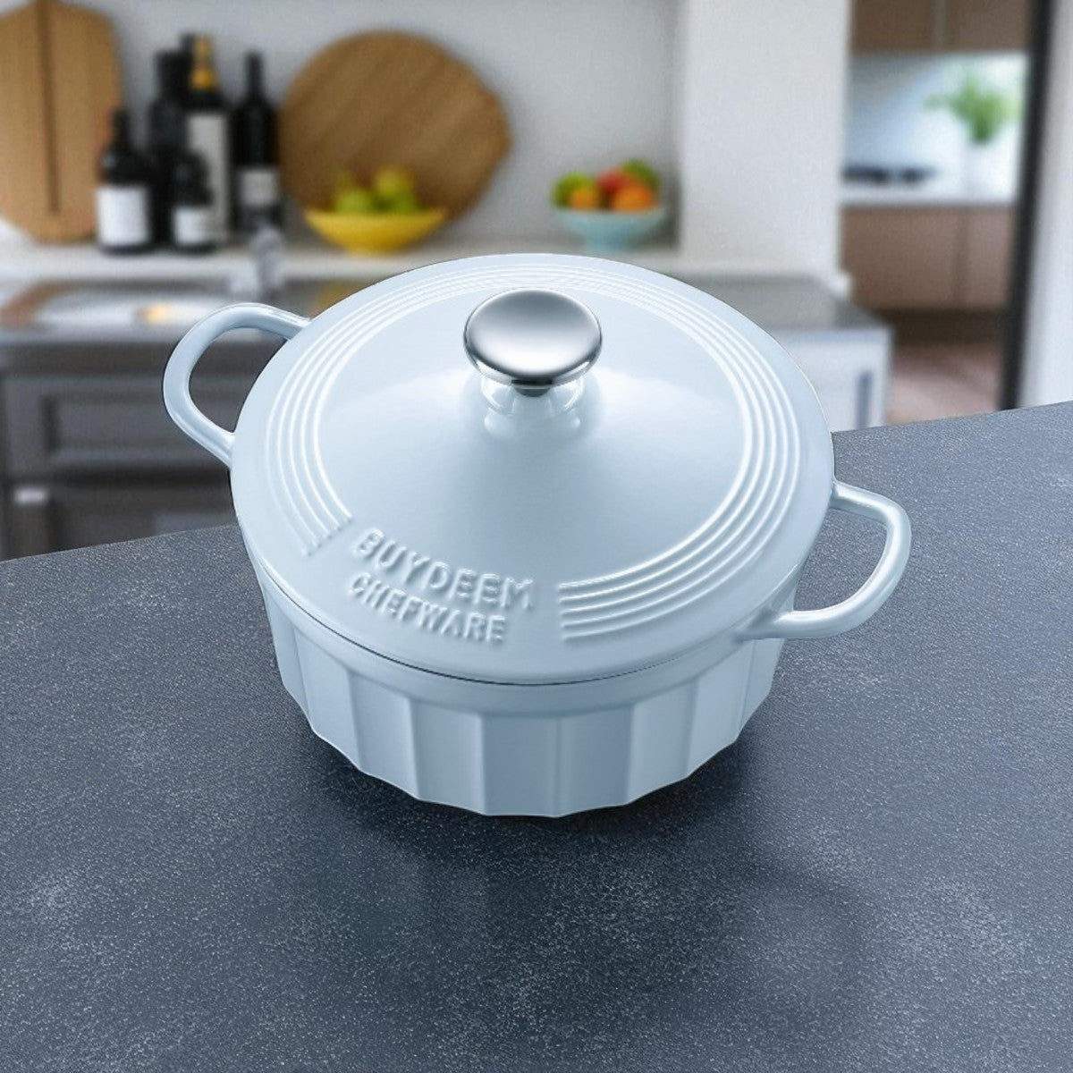 Buydeem Gusseisen-Emaille-Topf CP521, 2,9 l, Pastellblau