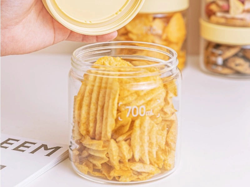 Buydeem CS1014 Yellow 700 ml Glass Jars, 2 pcs.