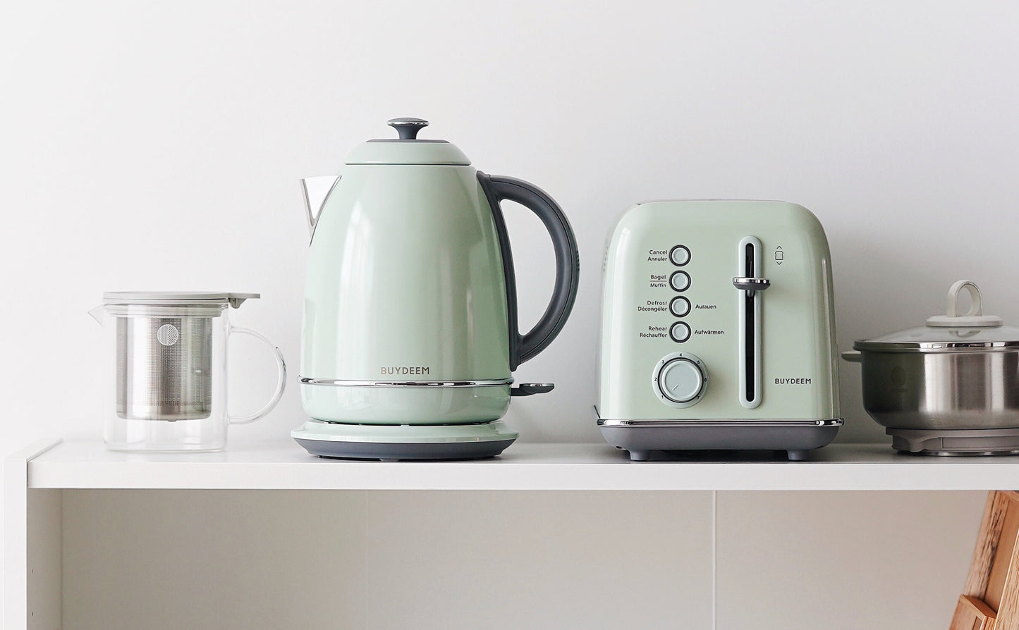 Wasserkocher Buydeem K640 1,7l 2400W Retro Pastellgrün