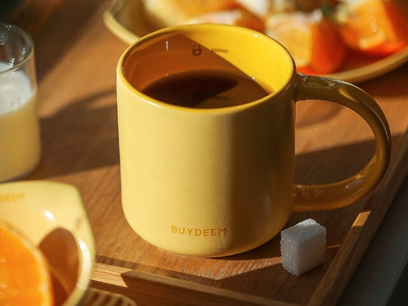 Keramiktasse 300 ml Buydeem CD1018 für Kaffee und Tee Pastellgelb